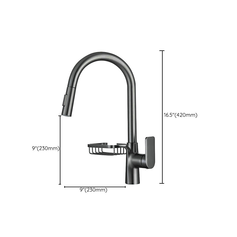 Gooseneck Kitchen Sink Faucet Swivel Spout with Pull down Sprayer