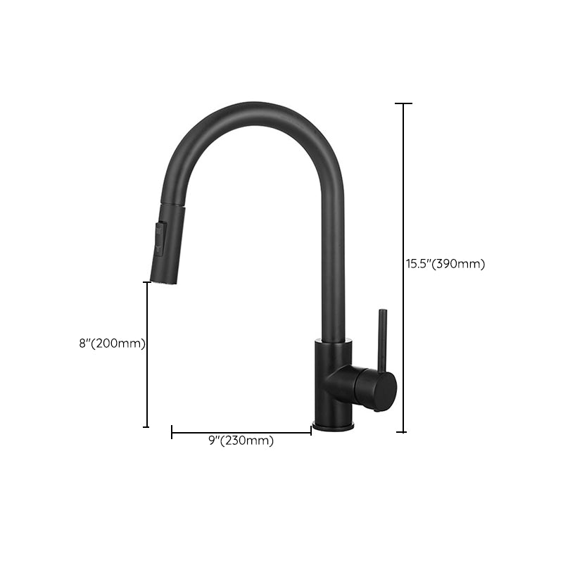 Gooseneck Kitchen Sink Faucet Swivel Spout with Pull down Sprayer