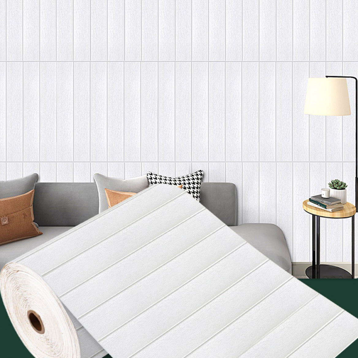 Modern Pearl Wainscoting PVC Wall Access Panel Peel and Stick Foam Baseboard