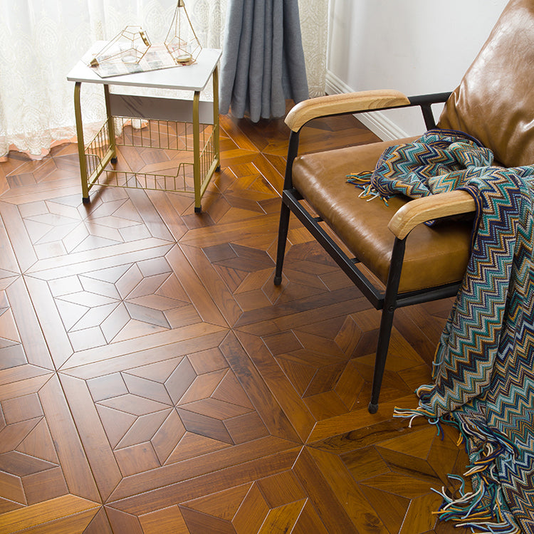 Indoor Laminate Floor Teak Wooden Medium Geometric Waterproof Laminate Floor