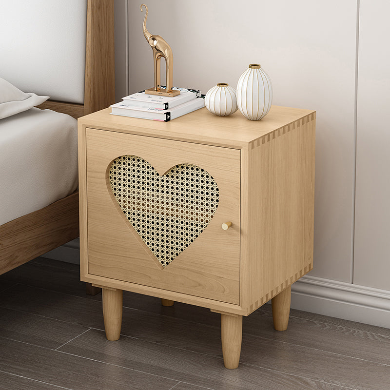 Contemporary Wood Bedside Cabinet Antique Finish Bed Nightstand