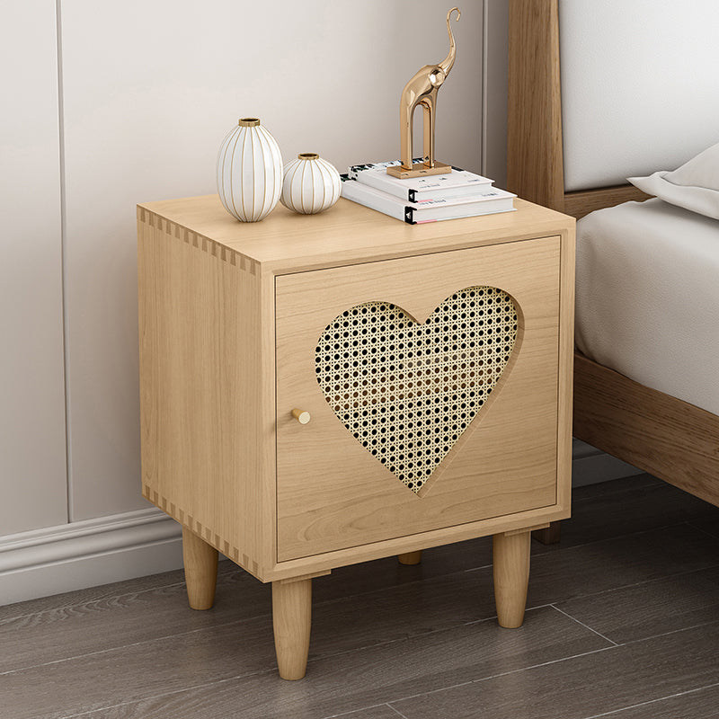 Contemporary Wood Bedside Cabinet Antique Finish Bed Nightstand