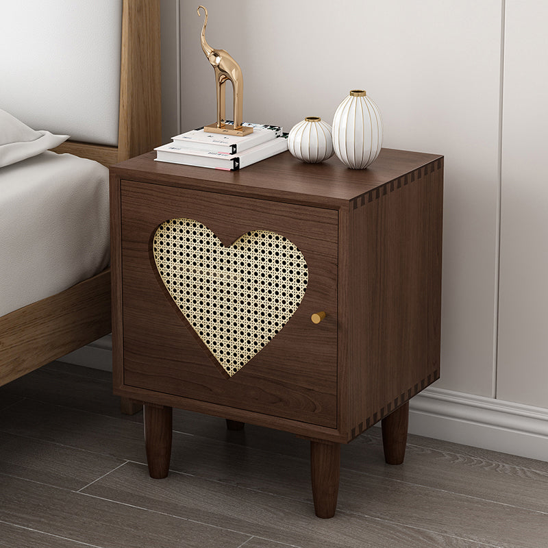 Contemporary Wood Bedside Cabinet Antique Finish Bed Nightstand