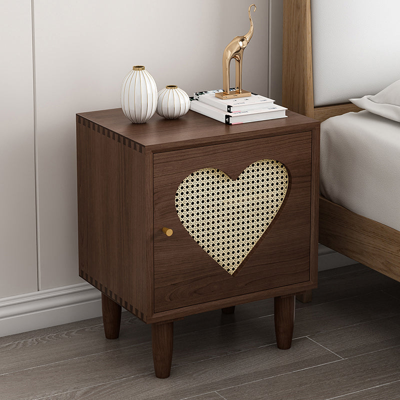 Contemporary Wood Bedside Cabinet Antique Finish Bed Nightstand