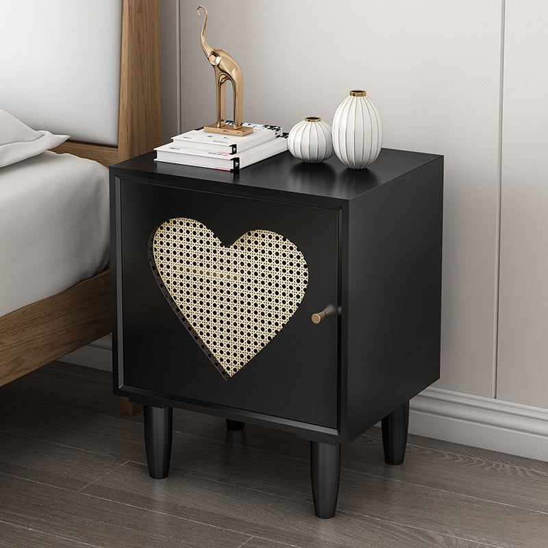 Contemporary Wood Bedside Cabinet Antique Finish Bed Nightstand