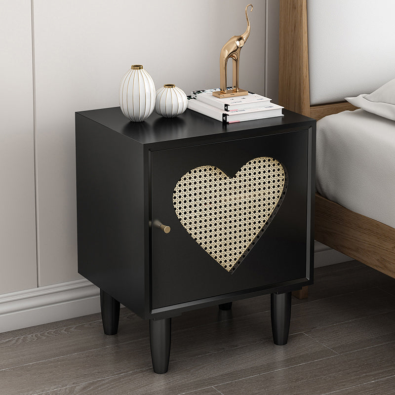 Contemporary Wood Bedside Cabinet Antique Finish Bed Nightstand