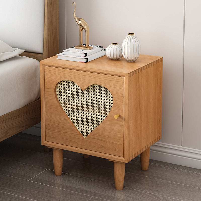 Contemporary Wood Bedside Cabinet Antique Finish Bed Nightstand