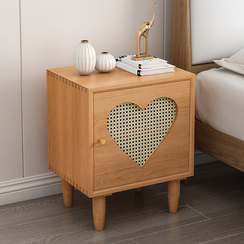 Contemporary Wood Bedside Cabinet Antique Finish Bed Nightstand