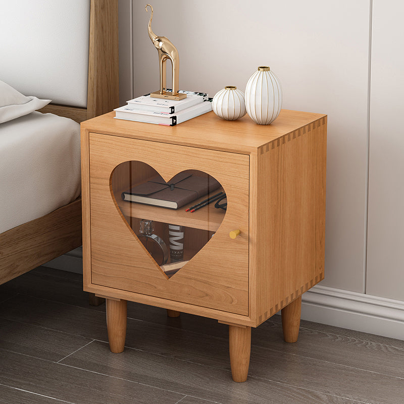 Contemporary Wood Bedside Cabinet Antique Finish Bed Nightstand