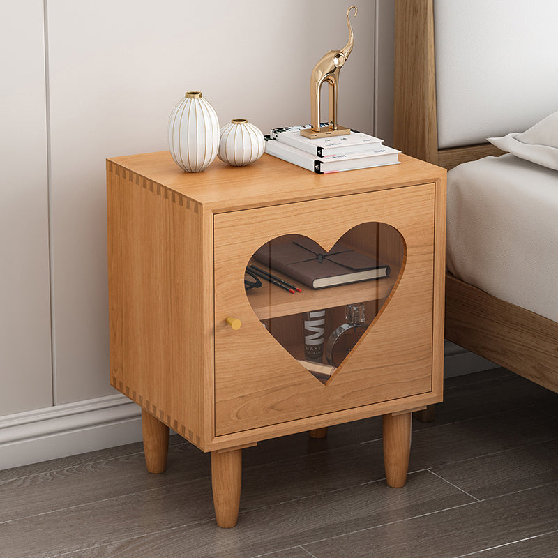 Contemporary Wood Bedside Cabinet Antique Finish Bed Nightstand