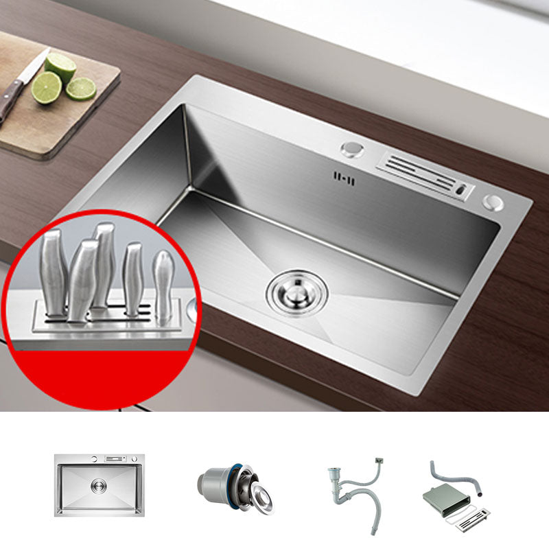 Drop-In Kitchen Sink with 2 Holes Stainless Steel Single Bowl Sink