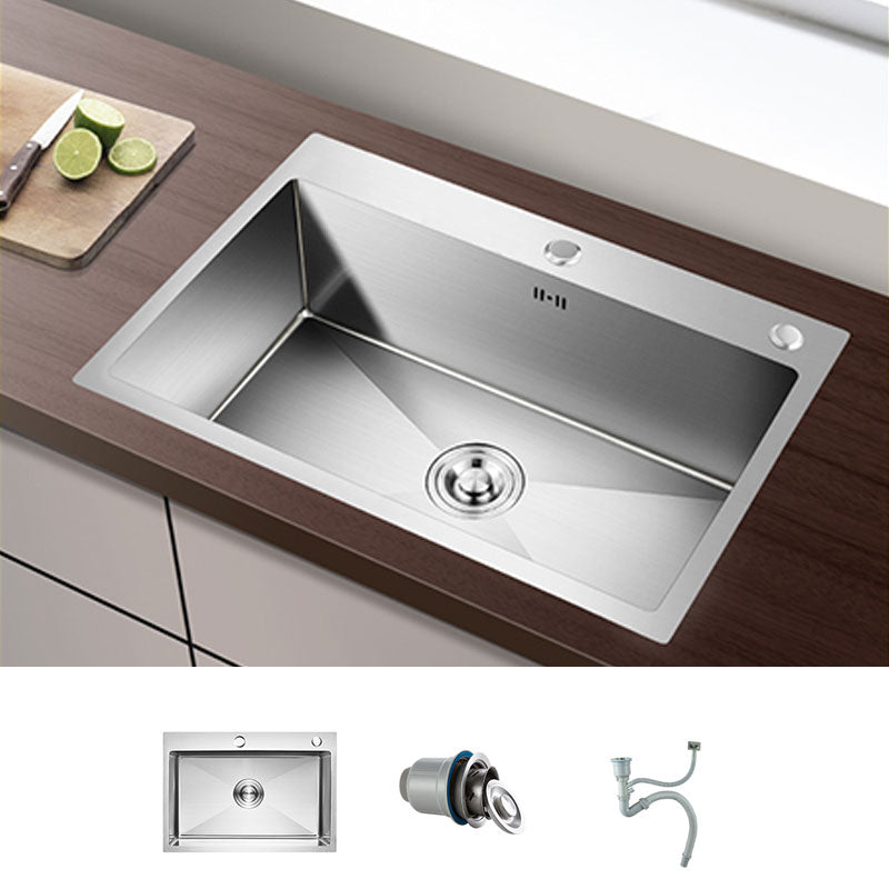 Drop-In Kitchen Sink with 2 Holes Stainless Steel Single Bowl Sink