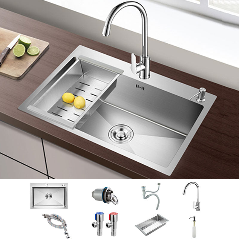 Drop-In Kitchen Sink with 2 Holes Stainless Steel Single Bowl Sink