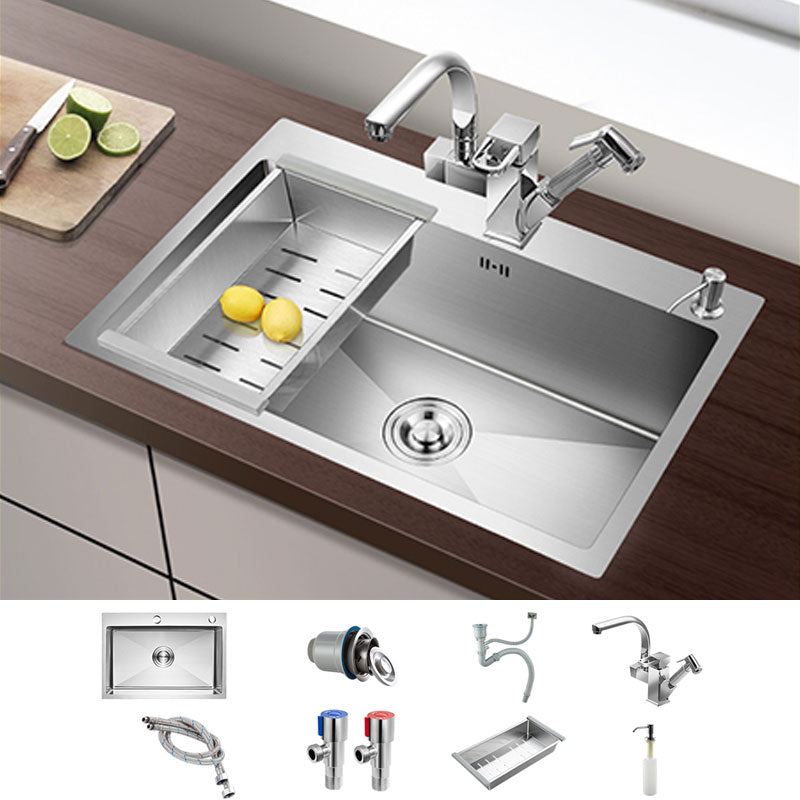 Drop-In Kitchen Sink with 2 Holes Stainless Steel Single Bowl Sink