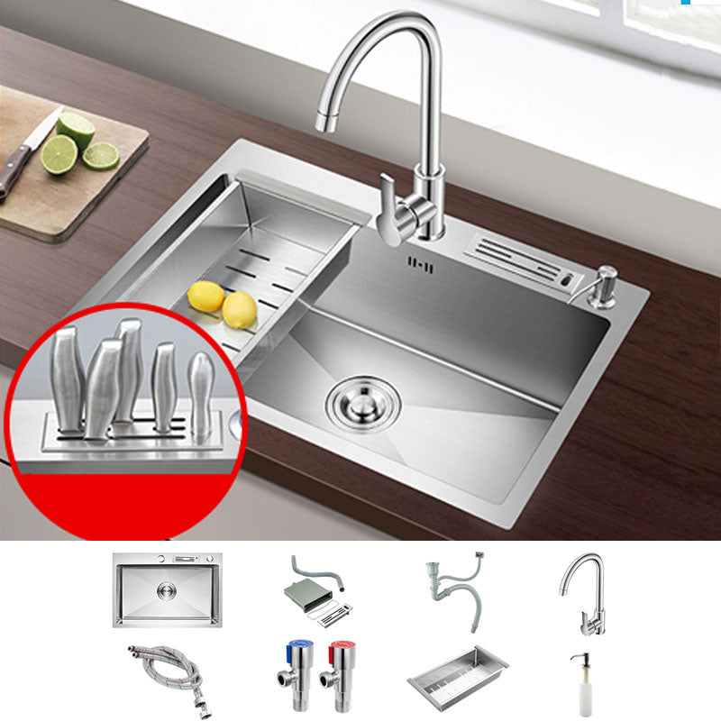 Drop-In Kitchen Sink with 2 Holes Stainless Steel Single Bowl Sink