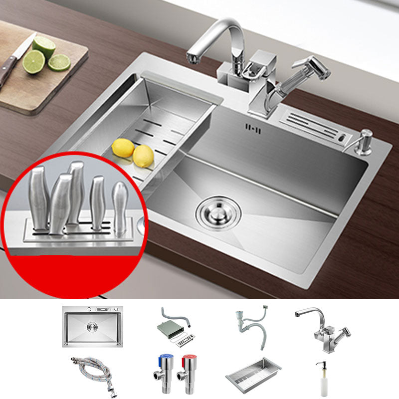 Drop-In Kitchen Sink with 2 Holes Stainless Steel Single Bowl Sink