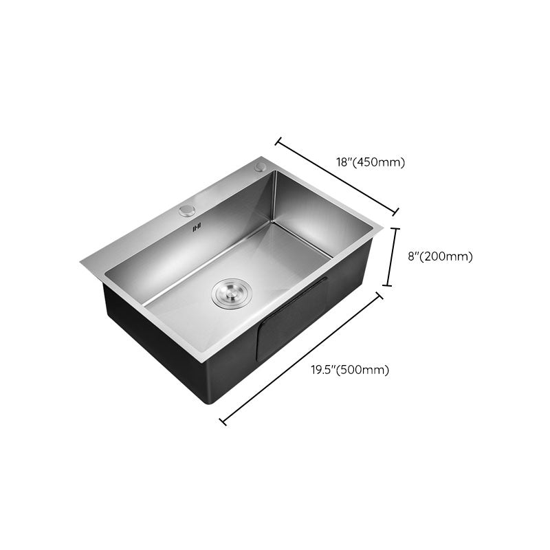 Drop-In Kitchen Sink with 2 Holes Stainless Steel Single Bowl Sink