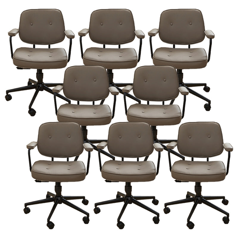 Padded Arms Desk Chair Modern Adjustable Seat Height Swivel Chair with Wheels