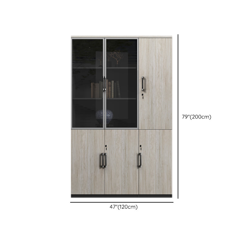 Contemporary File Cabinet Wooden Frame Key Lock Vertical File Cabinet for Office