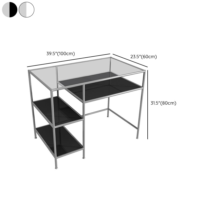 Modern Office Desk Wood Rectangular Writing Desk with Shelves , 23.62" W