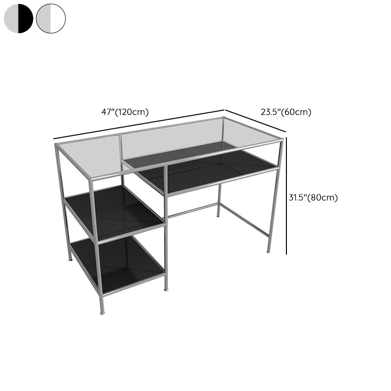 Modern Office Desk Wood Rectangular Writing Desk with Shelves , 23.62" W