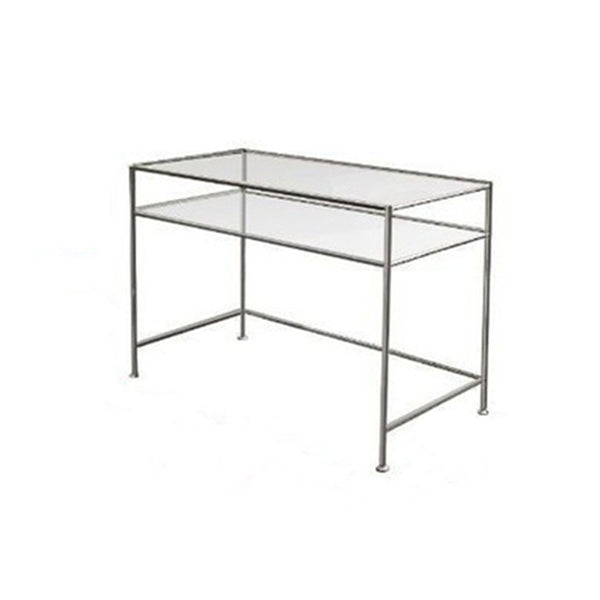 Modern Glass Top Office Desk 23.62" Wide Rectangular Writing Desk