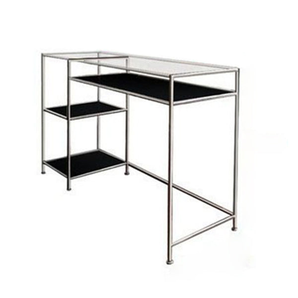 Modern Glass Top Writing Desk 31.5" Tall Rectangular Office Desk