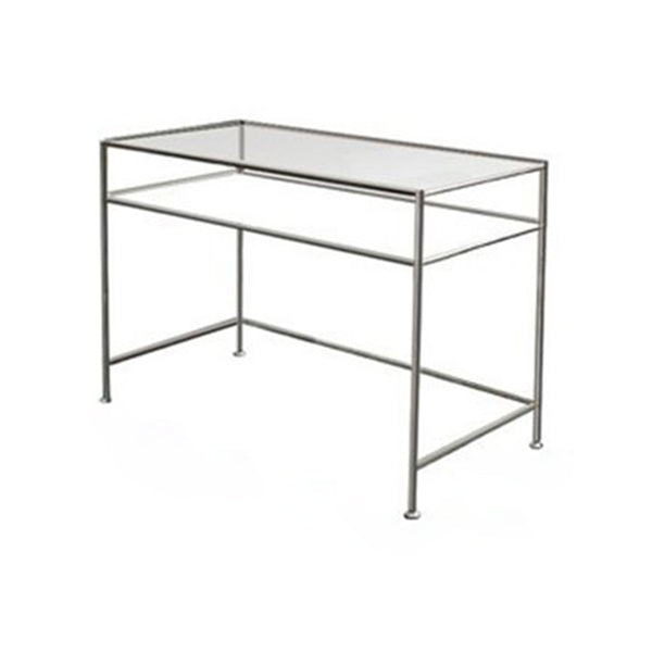 Modern Glass Top Writing Desk 31.5" Tall Rectangular Office Desk