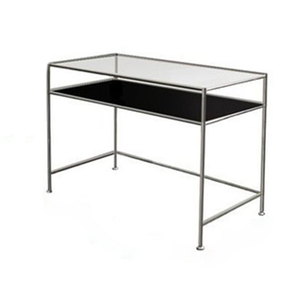 Modern Glass Top Writing Desk 31.5" Tall Rectangular Office Desk