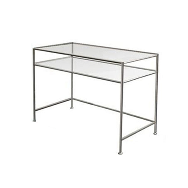 Modern Glass Top Writing Desk 31.5" Tall Rectangular Office Desk