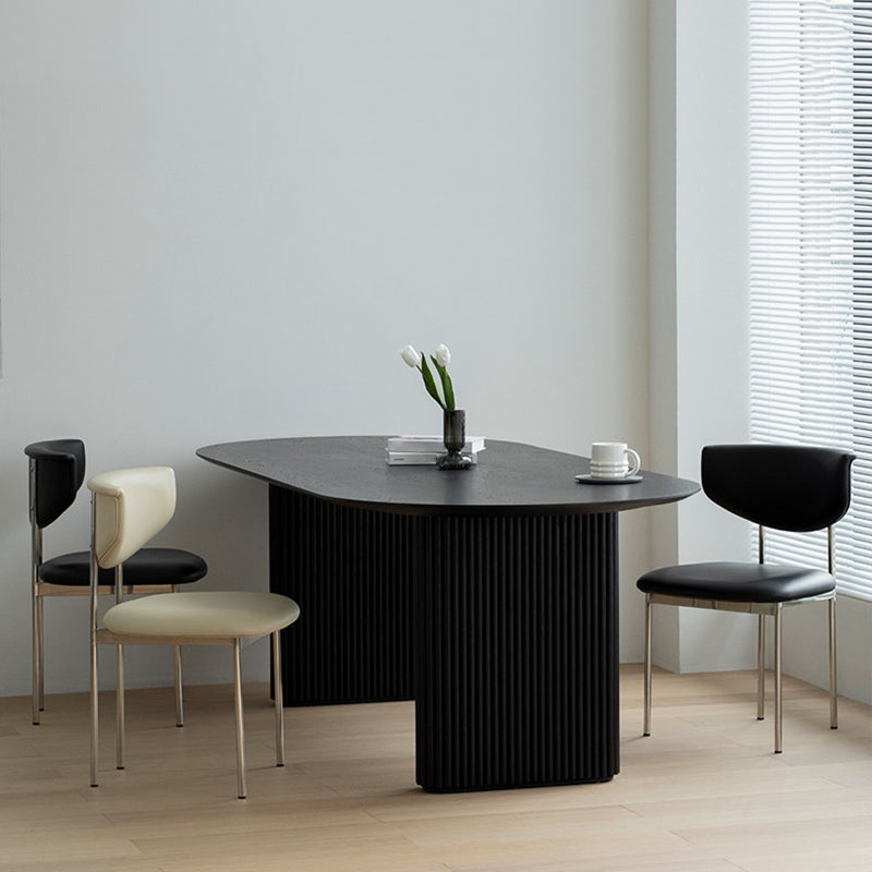 Oval Shaped Office Conference Tables Wood Writing Desks in Black