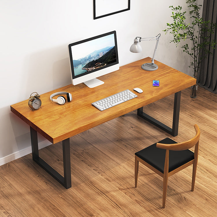 Industrial Solid Wood Writing Desk 29.53-inch Tall Office Desk with Iron Legs