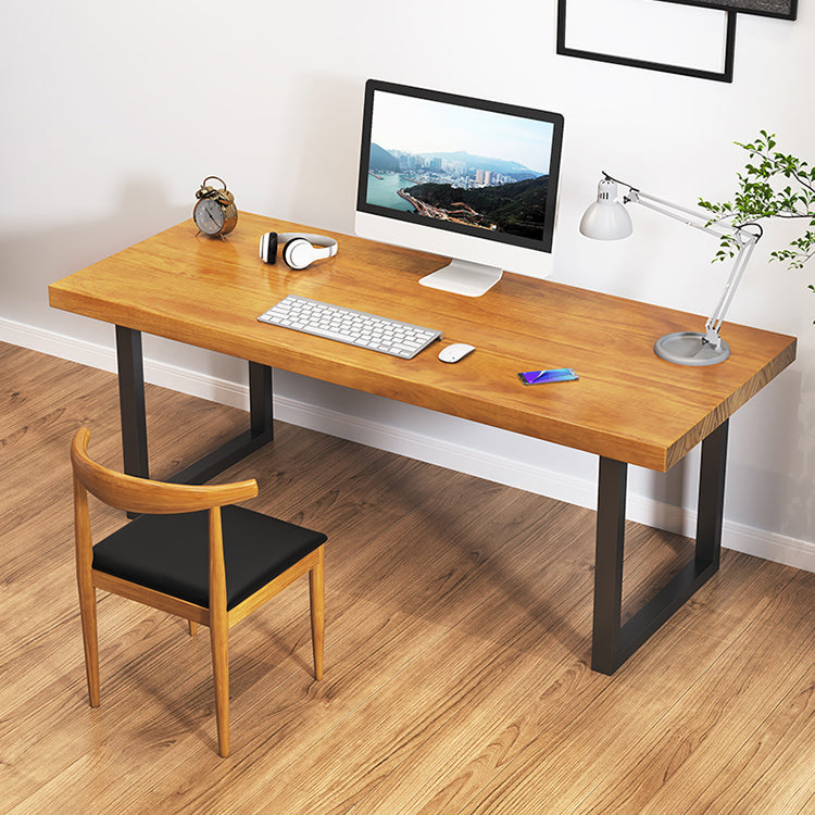 Industrial Solid Wood Writing Desk 29.53-inch Tall Office Desk with Iron Legs