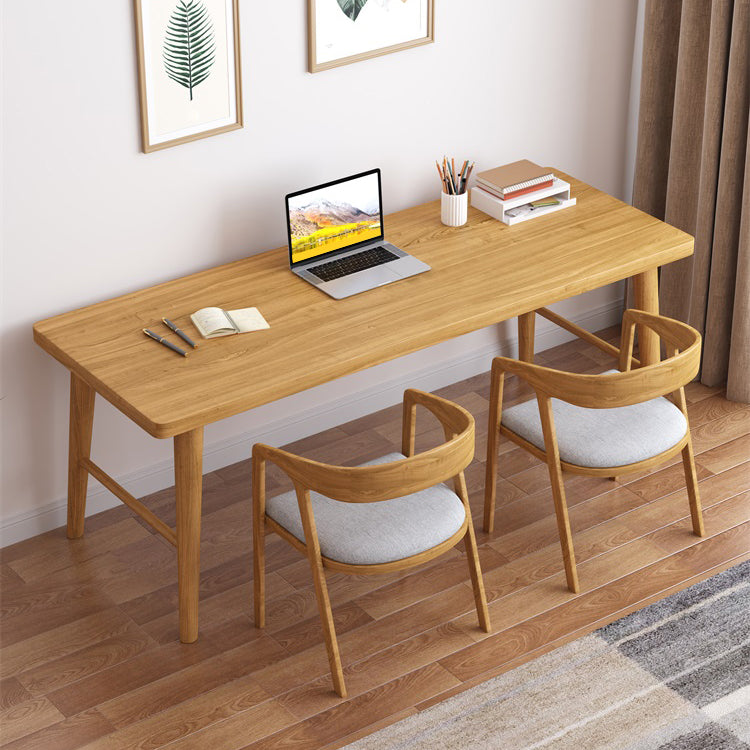 Modern Solid Wood Rectangle Office Desk 29.53" Tall Natural Writing Desk