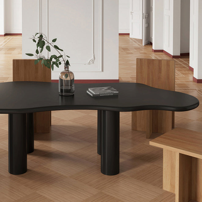 Irregular Shaped Office Conference Table Wood Writing Desk in Black