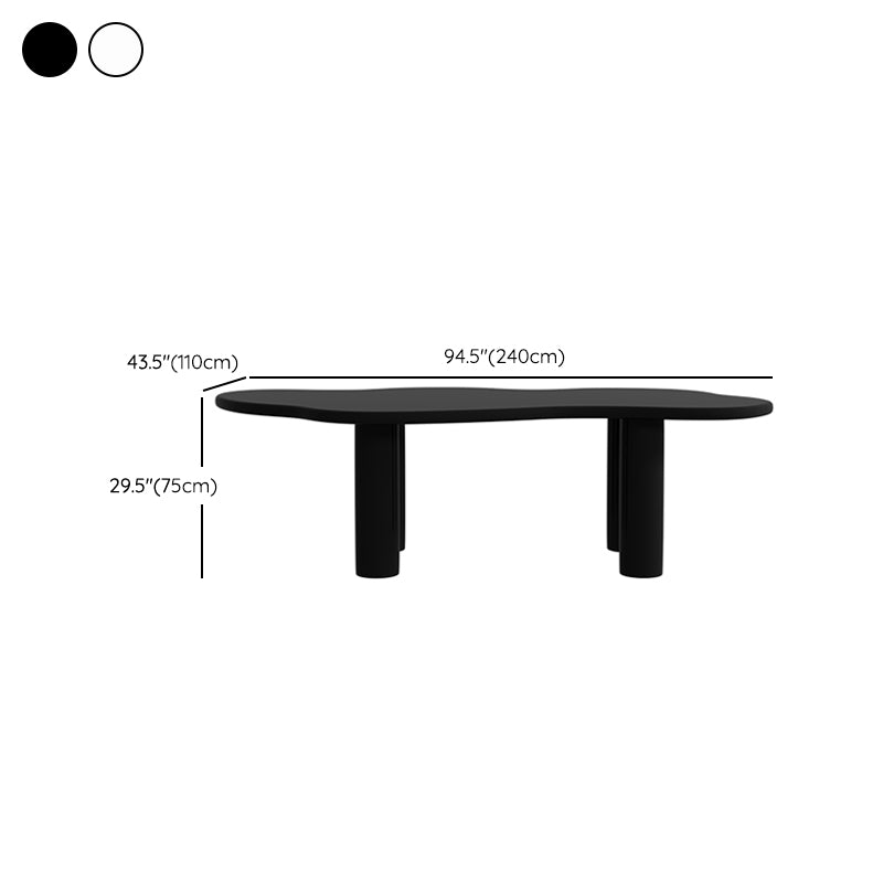 Irregular Shaped Office Conference Table Wood Writing Desk in White/Black