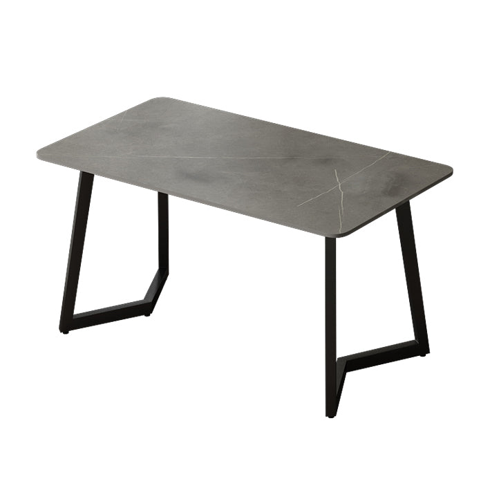 Rectangular Shaped Office Table Stone Writing Desk in Grey/White/Black