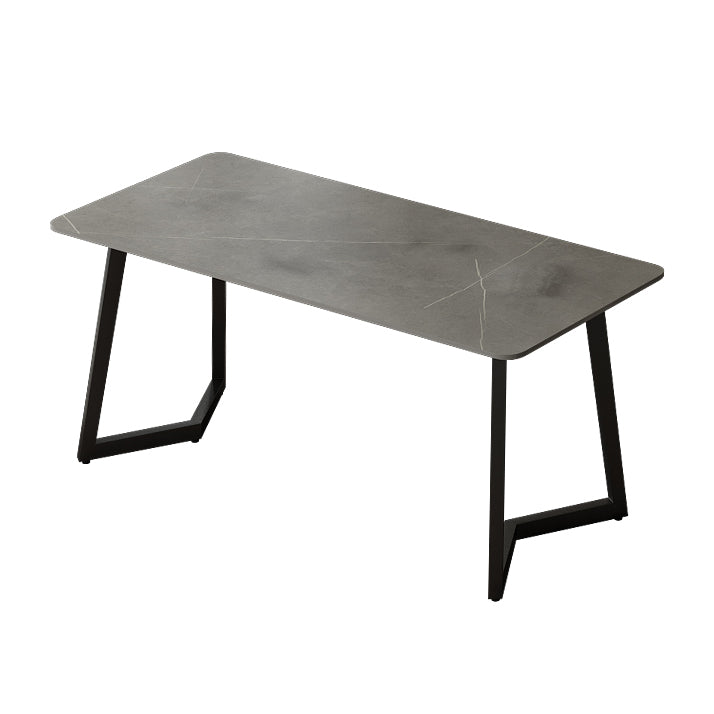 Rectangular Shaped Office Table Stone Writing Desk in Grey/White/Black