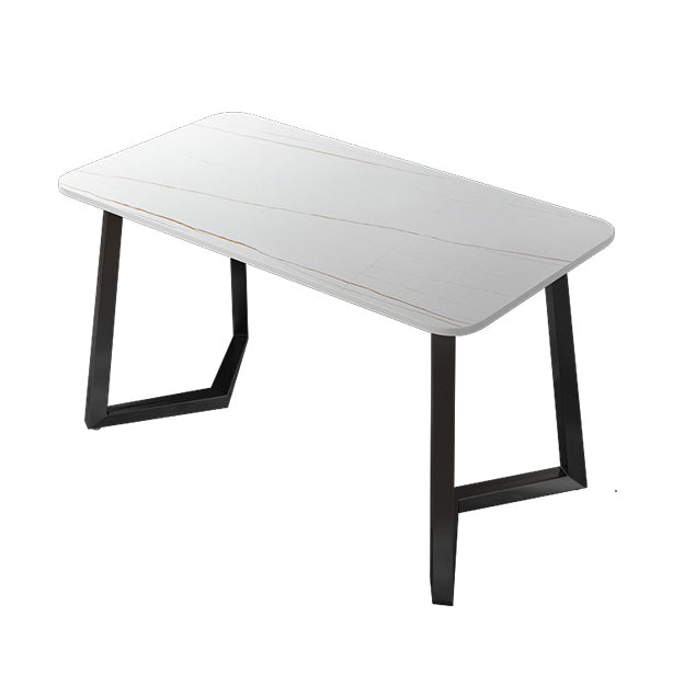 Rectangular Shaped Office Table Stone Writing Desk in Grey/White/Black