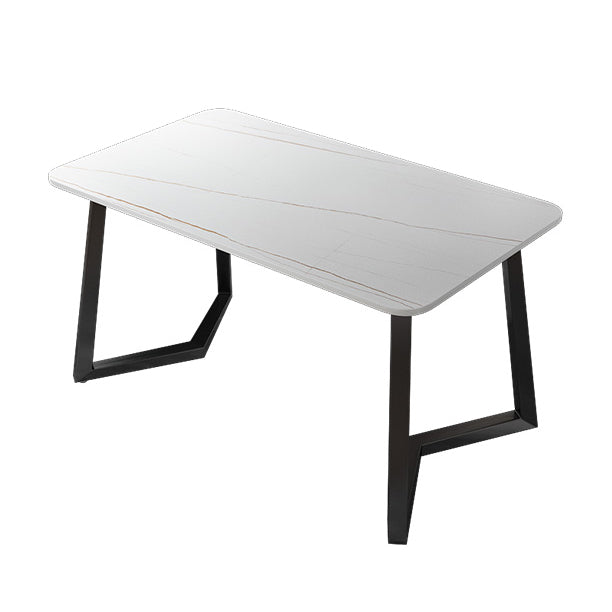 Rectangular Shaped Office Table Stone Writing Desk in Grey/White/Black