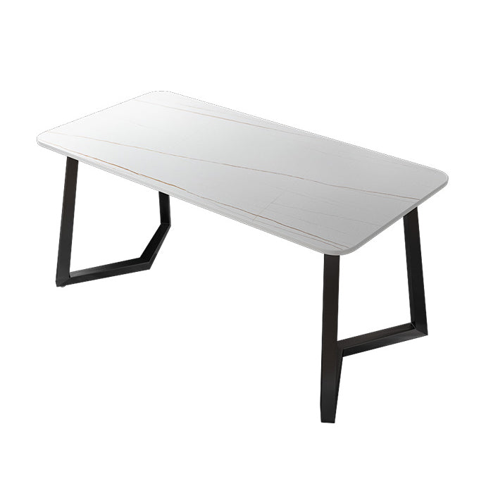 Rectangular Shaped Office Table Stone Writing Desk in Grey/White/Black