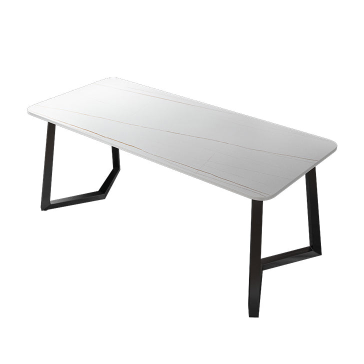 Rectangular Shaped Office Table Stone Writing Desk in Grey/White/Black