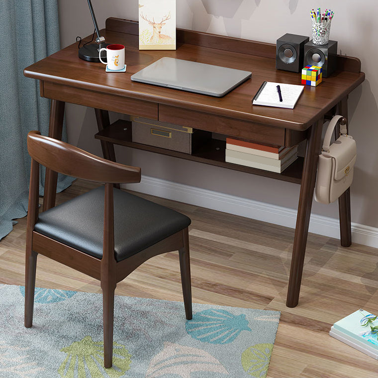 Rectangular Shaped Office Table Stone Writing Desk in Brown/Natural/White