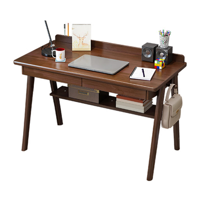 Rectangular Shaped Office Table Stone Writing Desk in Brown/Natural/White