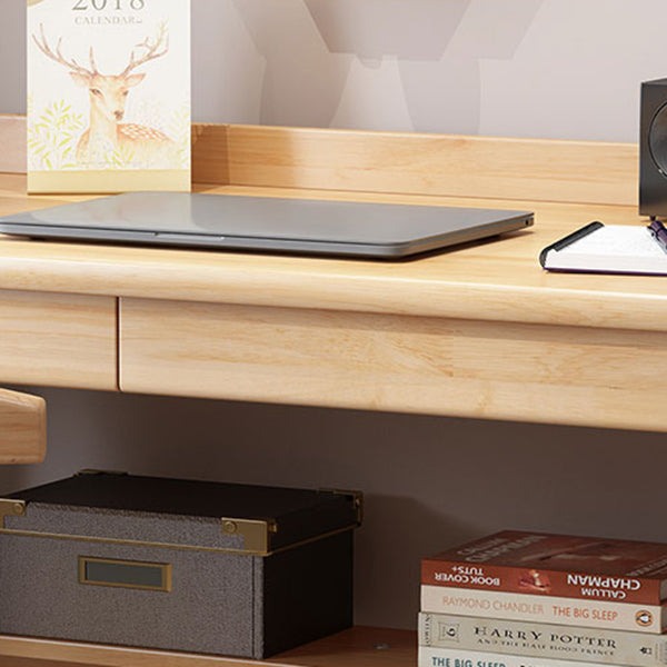 Rectangular Shaped Office Table Stone Writing Desk in Brown/Natural/White