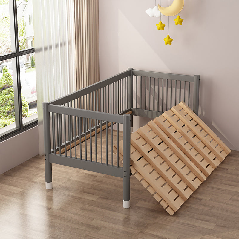 Glam Nursery Crib Beech Washed Natural with Guardrail Nursery Bed