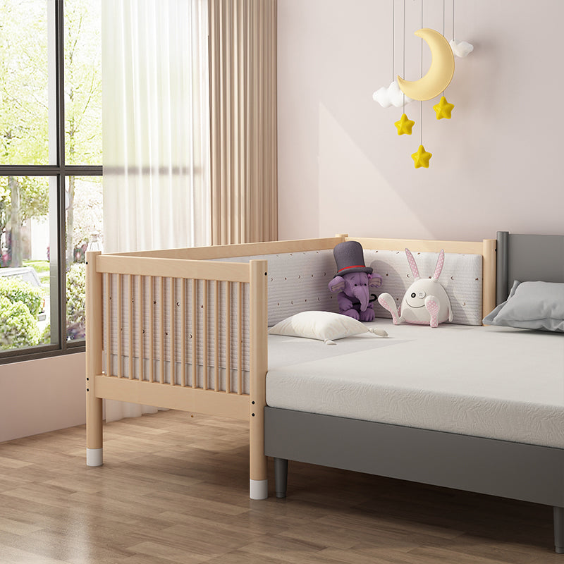 Glam Nursery Crib Beech Washed Natural with Guardrail Nursery Bed