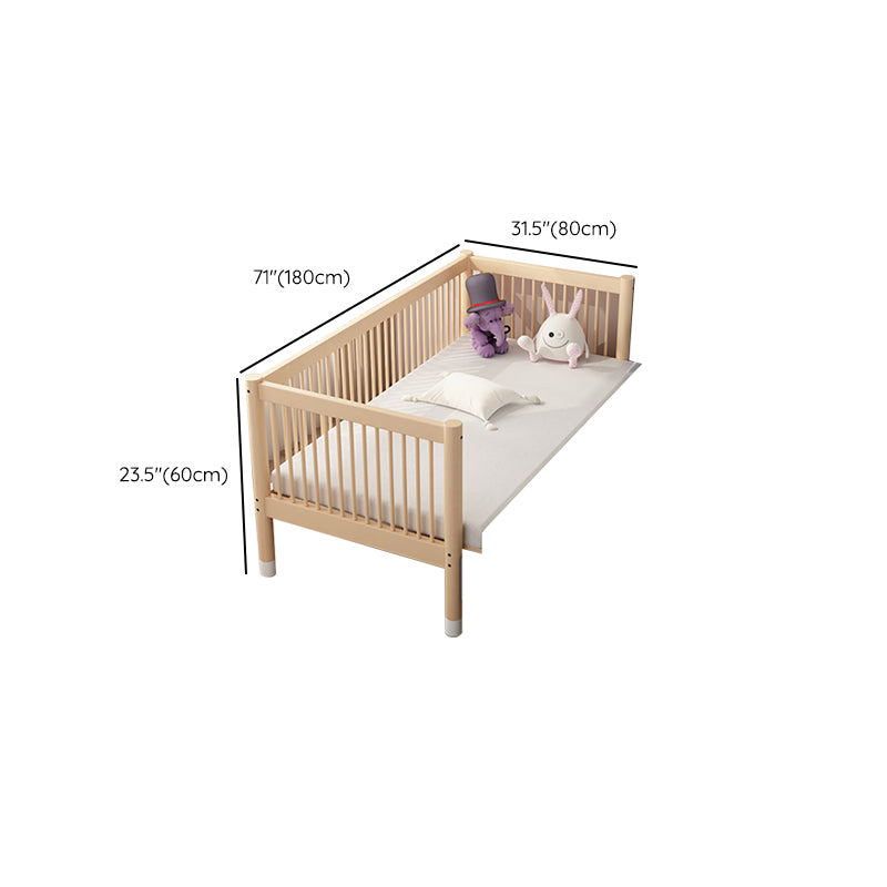 Glam Nursery Crib Beech Washed Natural with Guardrail Nursery Bed