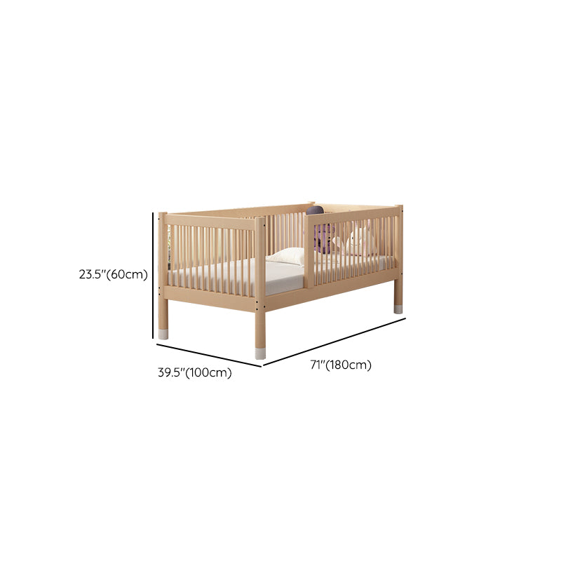 Glam Nursery Crib Beech Washed Natural with Guardrail Nursery Bed