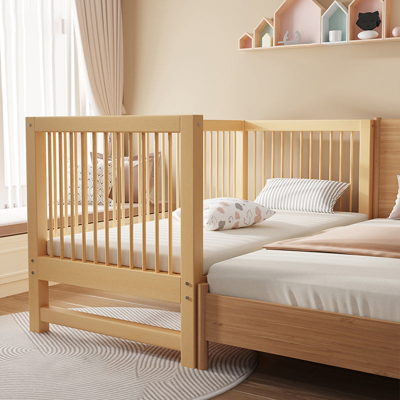 Glam Nursery Bed Wood with Guardrail Washed Natural Baby Crib